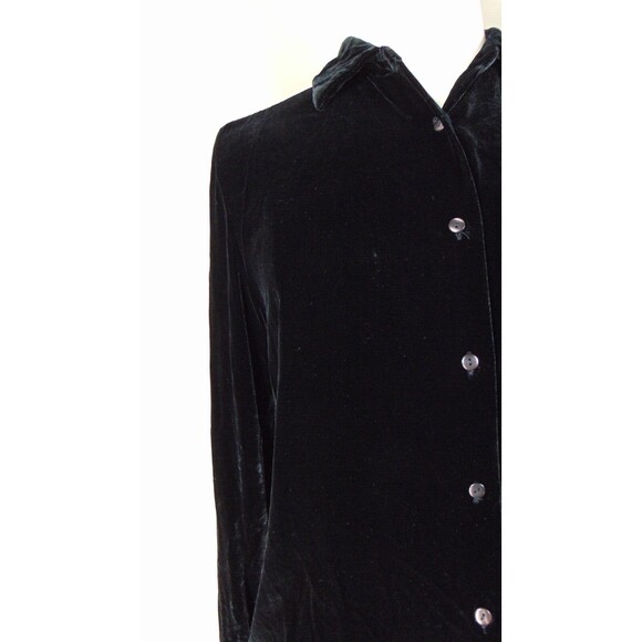 Vintage Y2k Black Velour Button Up Top Womens Size XL Long Sleeve whimsygoth 90s - Picture 2 of 7